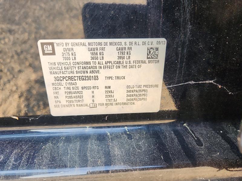 50884136 :رقم المزاد ، 3GCPCREC7EG230103 vin ، 2014 Chevrolet Silverado مزاد بيع