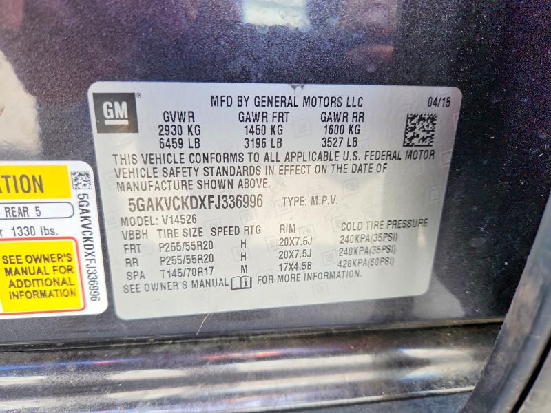 Aukcja sprzedaży 2015 Buick Enclave, vin: 5GAKVCKDXFJ336996, numer aukcji: 50585636