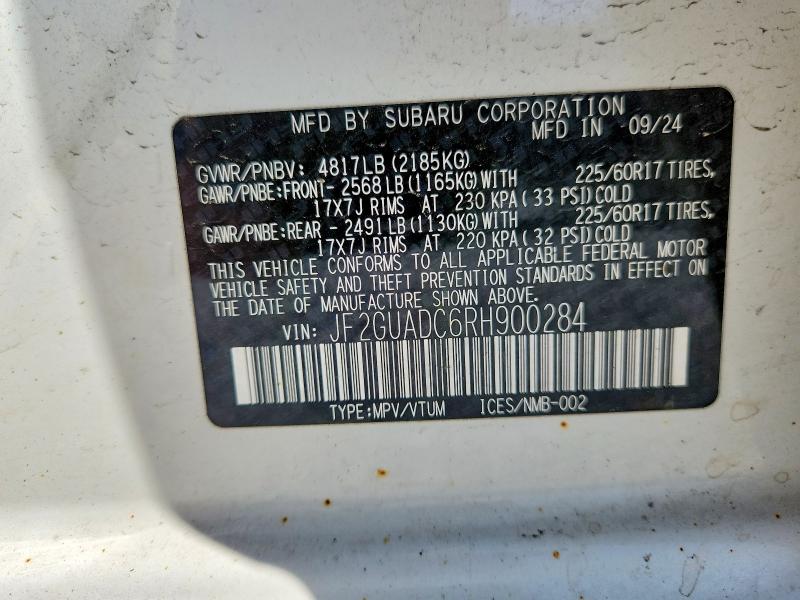 2024 Subaru Crosstrek მანქანა იყიდება აუქციონზე, vin: JF2GUADC6RH900284, აუქციონის ნომერი: 49174226