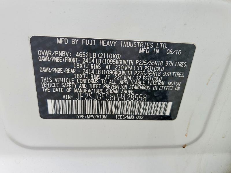 Aukcja sprzedaży 2017 Subaru Forester, vin: JF2SJGEC8HH428558, numer aukcji: 50617306