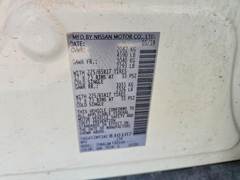 Продаж на аукціоні авто 2019 Nissan Rogue, vin: 5N1AT2MT1KC830107, номер лоту: 48854336