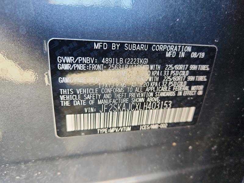 Aukcja sprzedaży 2020 Subaru Forester, vin: JF2SKAJCXLH403153, numer aukcji: 49063916