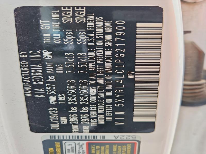 2023 Kia Sorento მანქანა იყიდება აუქციონზე, vin: 5XYRL4LC1PG217900, აუქციონის ნომერი: 50615096