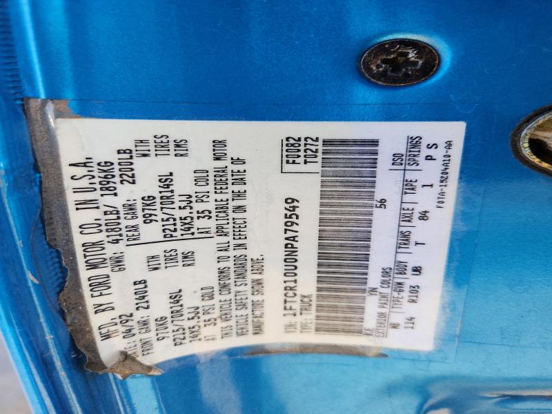 1992 Ford Ranger მანქანა იყიდება აუქციონზე, vin: 1FTCR10U0NPA79549, აუქციონის ნომერი: 51149006