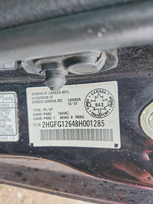 Aukcja sprzedaży 2008 Honda Civic, vin: 2HGFG12648H001285, numer aukcji: 47959496