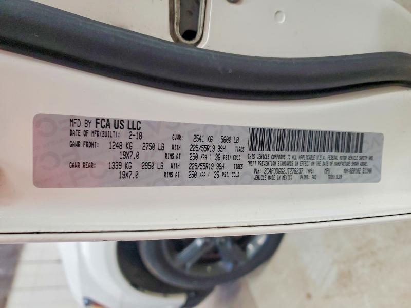 2018 Dodge Journey მანქანა იყიდება აუქციონზე, vin: 3C4PDDGG2JT278237, აუქციონის ნომერი: 48597266