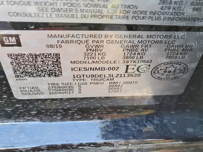 46569826 :رقم المزاد ، 1GTU9DEL3LZ113538 vin ، 2020 Gmc Sierra مزاد بيع