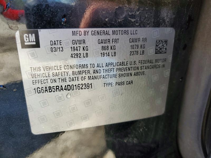 2013 Cadillac Ats მანქანა იყიდება აუქციონზე, vin: 1G6AB5RA4D0162391, აუქციონის ნომერი: 48889466