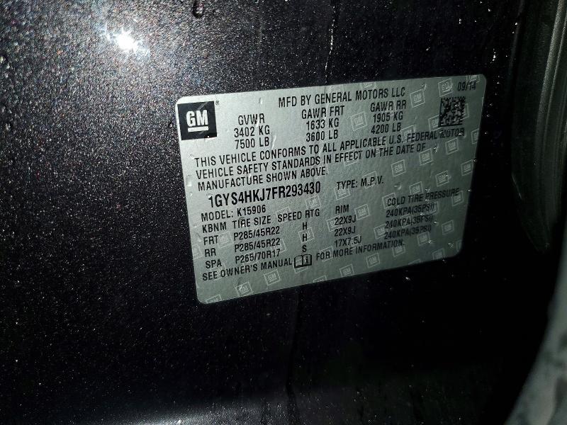 51515126 :رقم المزاد ، 1GYS4HKJ7FR293430 vin ، 2015 Cadillac Escalade مزاد بيع