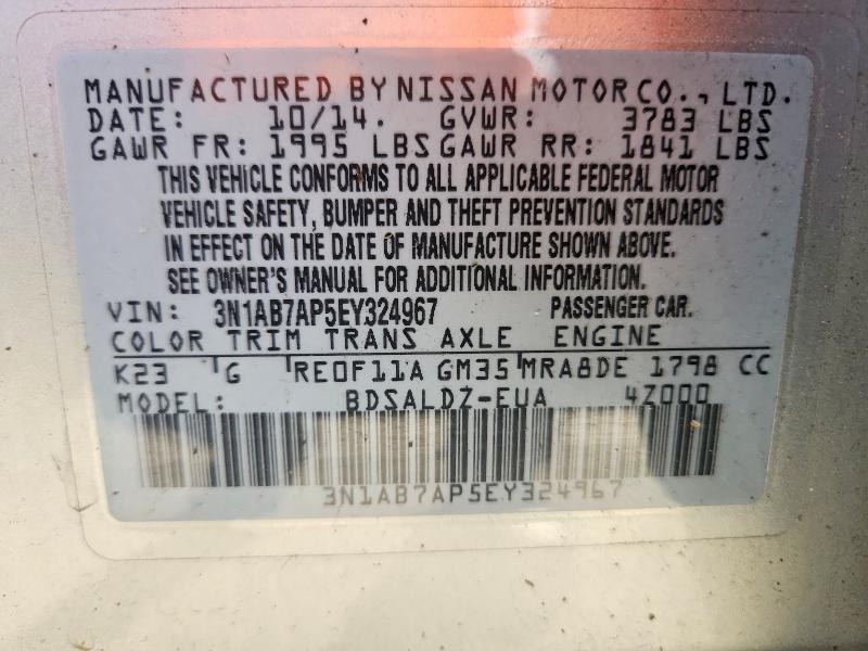 Продаж на аукціоні авто 2014 Nissan Sentra, vin: 3N1AB7AP5EY324967, номер лоту: 51707006