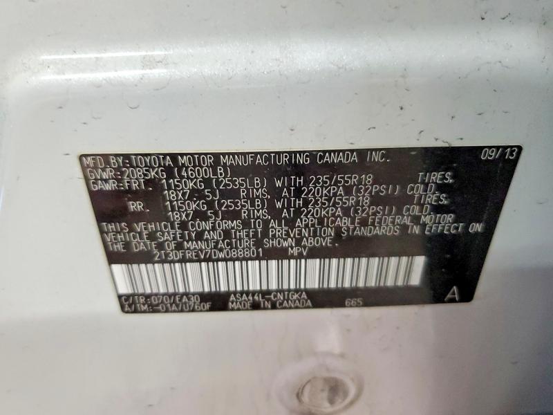 2013 Toyota Rav4 მანქანა იყიდება აუქციონზე, vin: 2T3DFREV7DW088801, აუქციონის ნომერი: 51100816