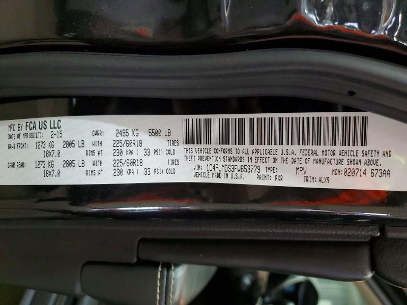 50126176 :رقم المزاد ، 1C4PJMDS3FW653779 vin ، 2015 Jeep Cherokee مزاد بيع