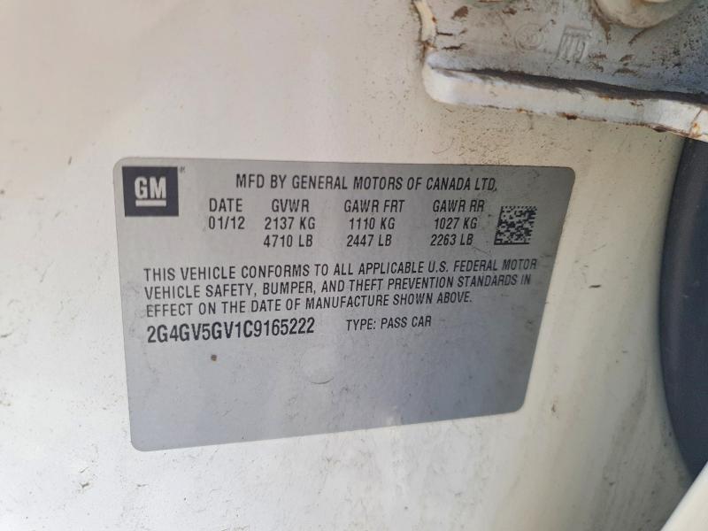 Aukcja sprzedaży 2012 Buick Regal, vin: 2G4GV5GV1C9165222, numer aukcji: 48397546