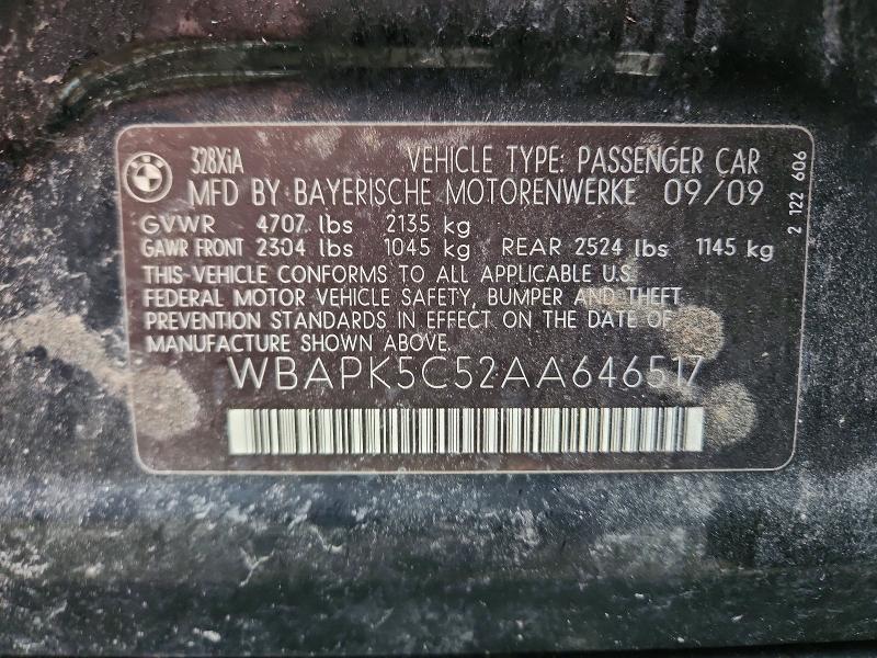 48316806 :رقم المزاد ، WBAPK5C52AA646517 vin ، 2010 Bmw 328 مزاد بيع