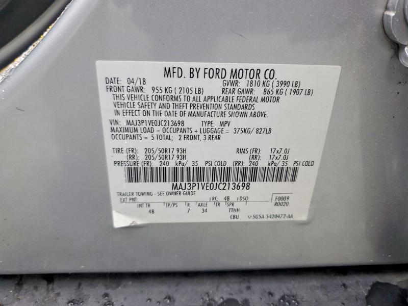 Aukcja sprzedaży 2018 Ford Ecosport, vin: MAJ3P1VE0JC213698, numer aukcji: 51529386