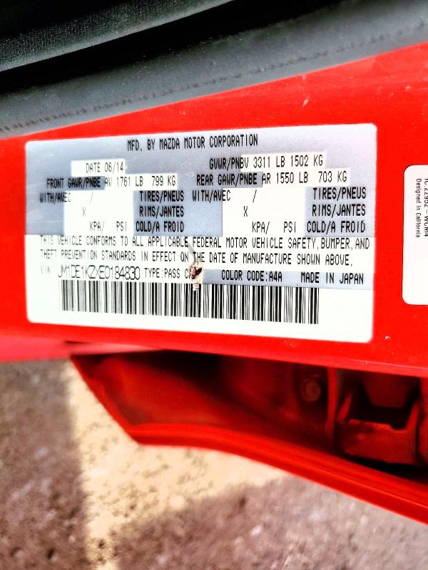 48580716 :رقم المزاد ، JM1DE1KZXE0184830 vin ، 2014 Mazda Mazda2 مزاد بيع