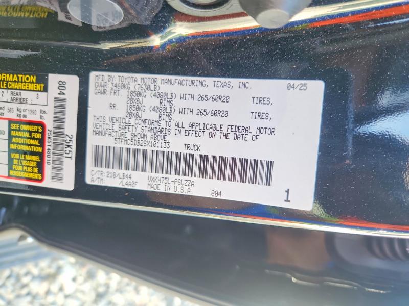 Продажа на аукционе авто 2025 Toyota Tundra, vin: 5TFMC5DB2SX101133, номер лота: 49449606