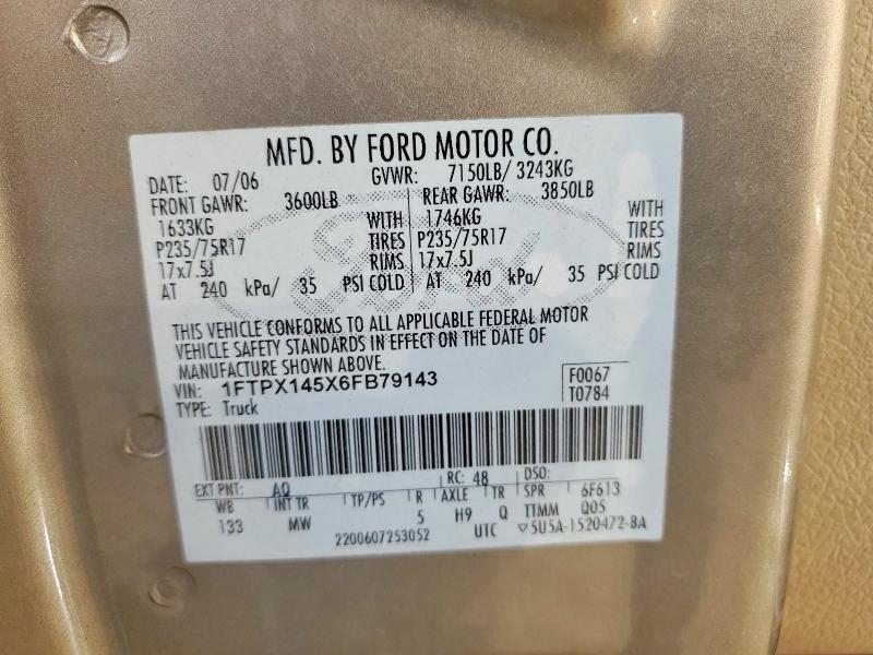 Продажа на аукционе авто 2006 Ford F150, vin: 1FTPX145X6FB79143, номер лота: 49380086