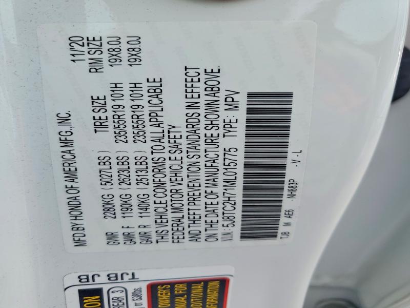 Auction sale of the 2021 Acura Rdx, vin: 5J8TC2H71ML015775, lot number: 50456736