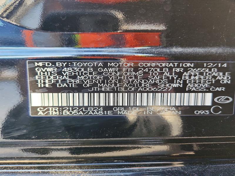 Aukcja sprzedaży 2015 Lexus Gs, vin: JTHBE1BL0FA006227, numer aukcji: 49253086