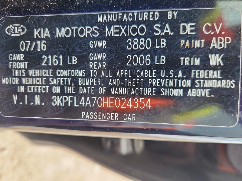 48828166 :رقم المزاد ، 3KPFL4A70HE024354 vin ، 2017 Kia Forte مزاد بيع