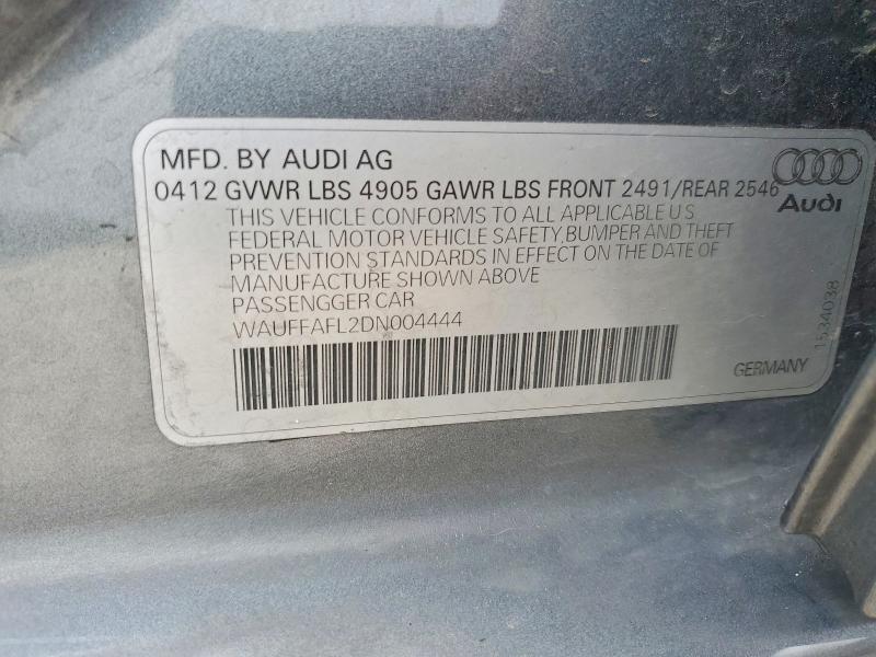 2013 Audi A4 მანქანა იყიდება აუქციონზე, vin: WAUFFAFL2DN004444, აუქციონის ნომერი: 50662426
