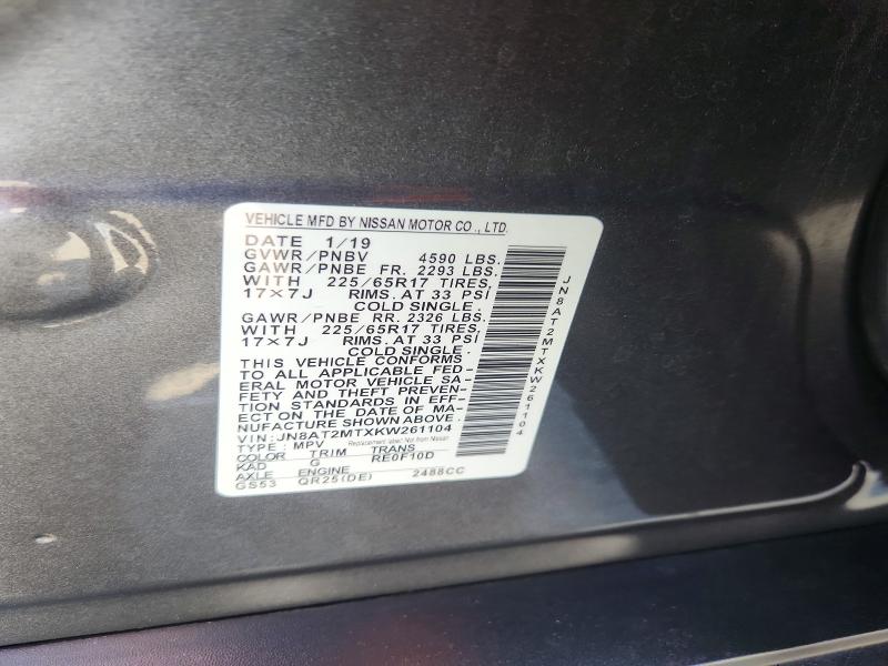 Продаж на аукціоні авто 2019 Nissan Rogue, vin: JN8AT2MTXKW261104, номер лоту: 50672336