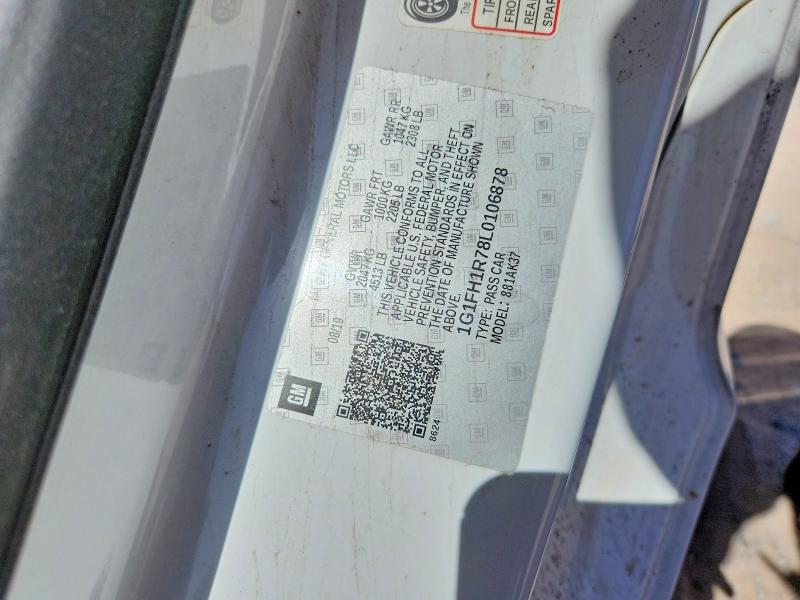 2020 Chevrolet Camaro მანქანა იყიდება აუქციონზე, vin: 1G1FH1R78L0106878, აუქციონის ნომერი: 50489406