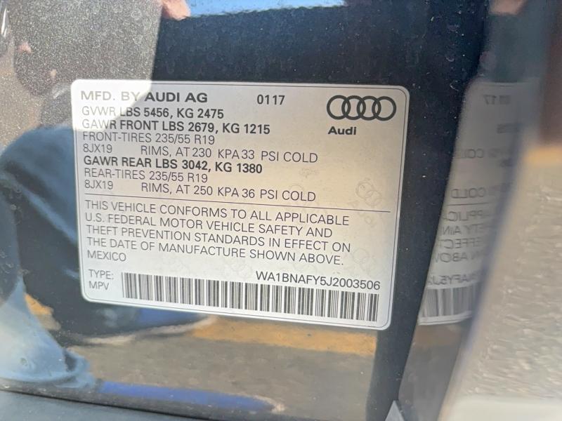 Продаж на аукціоні авто 2018 Audi Q5, vin: WA1BNAFY5J2003506, номер лоту: 49715036