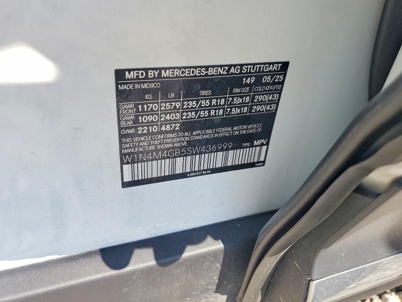 50057466 :رقم المزاد ، W1N4M4GB5SW436999 vin ، 2025 Mercedes-benz Glb مزاد بيع
