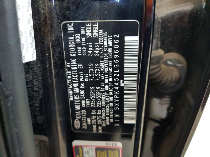 Aukcja sprzedaży 2020 Kia Sorento, vin: 5XYPK4A52LG696062, numer aukcji: 49539776