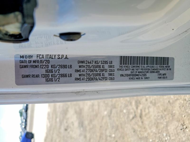 2021 Ram Promaster City მანქანა იყიდება აუქციონზე, vin: ZFBHRFBB8M6T42005, აუქციონის ნომერი: 50345326