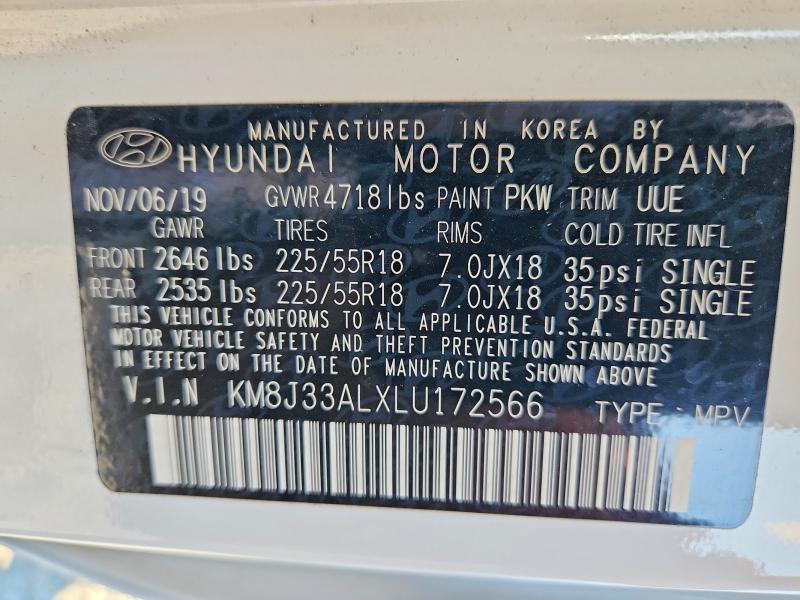 Продаж на аукціоні авто 2020 Hyundai Tucson, vin: KM8J33ALXLU172566, номер лоту: 51183016