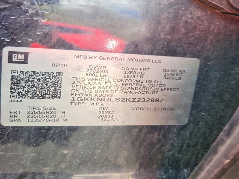 Aukcja sprzedaży 2019 Gmc Acadia, vin: 1GKKNULS2KZ232987, numer aukcji: 50199746