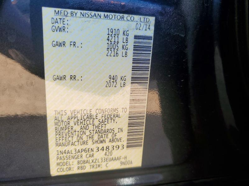 50946536 :رقم المزاد ، 1N4AL3AP6EN348393 vin ، 2014 Nissan Altima مزاد بيع