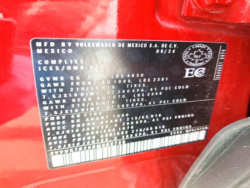 2024 Volkswagen Taos მანქანა იყიდება აუქციონზე, vin: 3VVUX7B29RM089728, აუქციონის ნომერი: 50313106