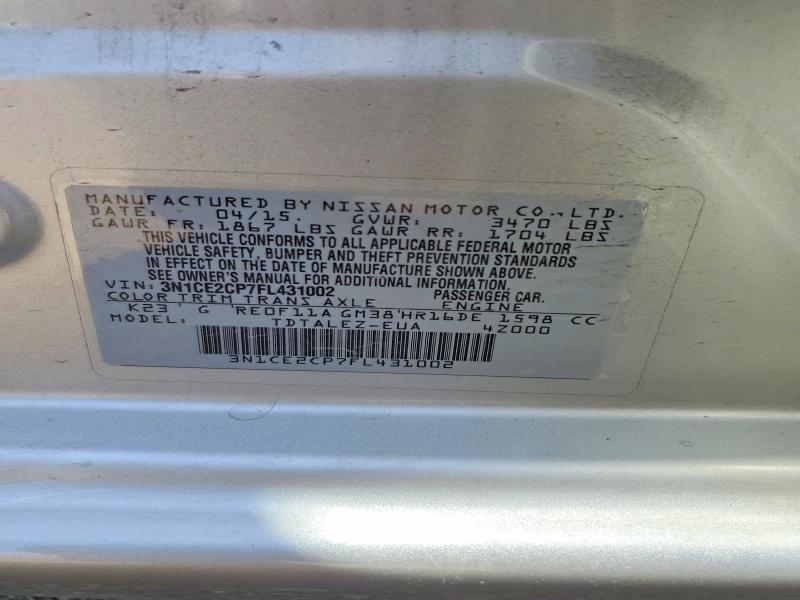 Продаж на аукціоні авто 2015 Nissan Versa Note, vin: 3N1CE2CP7FL431002, номер лоту: 51644586