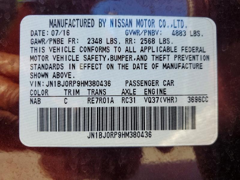 Aukcja sprzedaży 2017 Infiniti Qx50, vin: JN1BJ0RP9HM380436, numer aukcji: 50732346