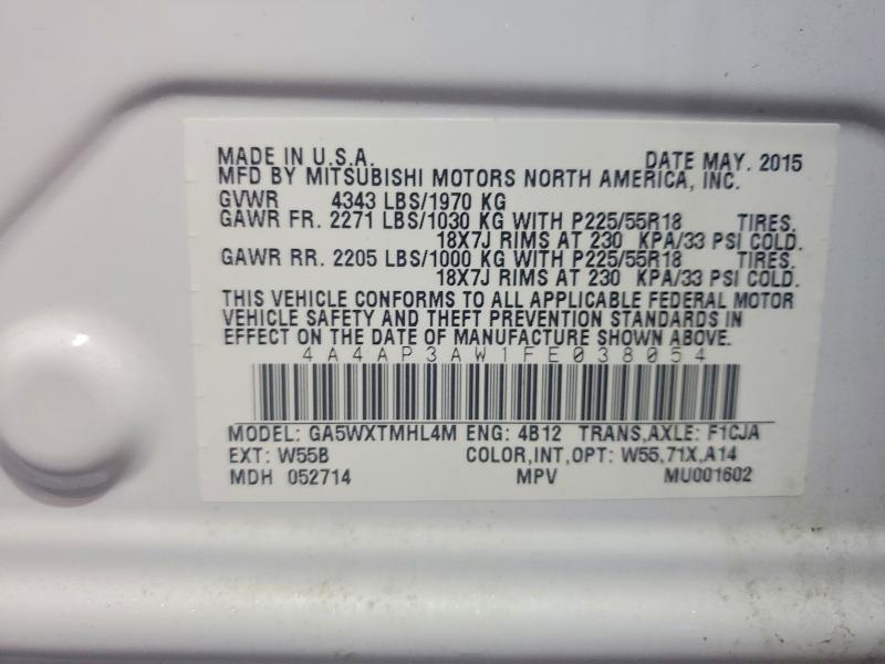 Aukcja sprzedaży 2015 Mitsubishi Outlander Sport, vin: 4A4AP3AW1FE038054, numer aukcji: 50448956