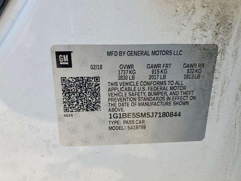 Aukcja sprzedaży 2018 Chevrolet Cruze, vin: 1G1BE5SM5J7180844, numer aukcji: 49750706