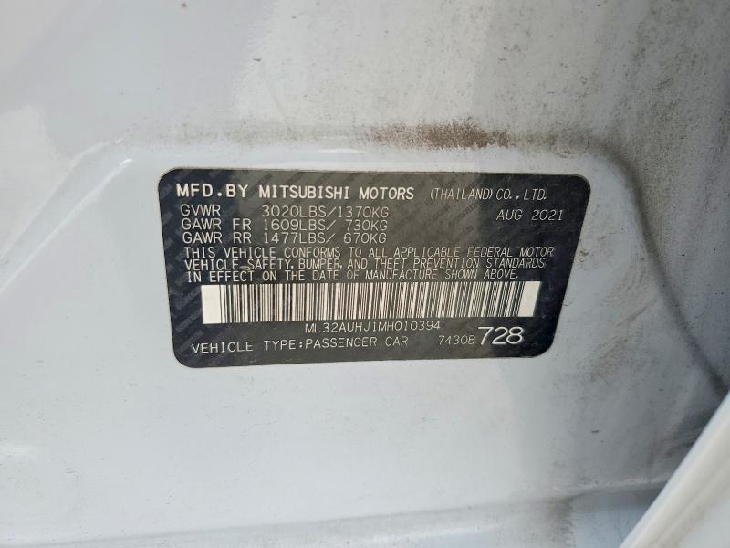 Продаж на аукціоні авто 2021 Mitsubishi Mirage, vin: ML32AUHJ1MH010394, номер лоту: 49886726