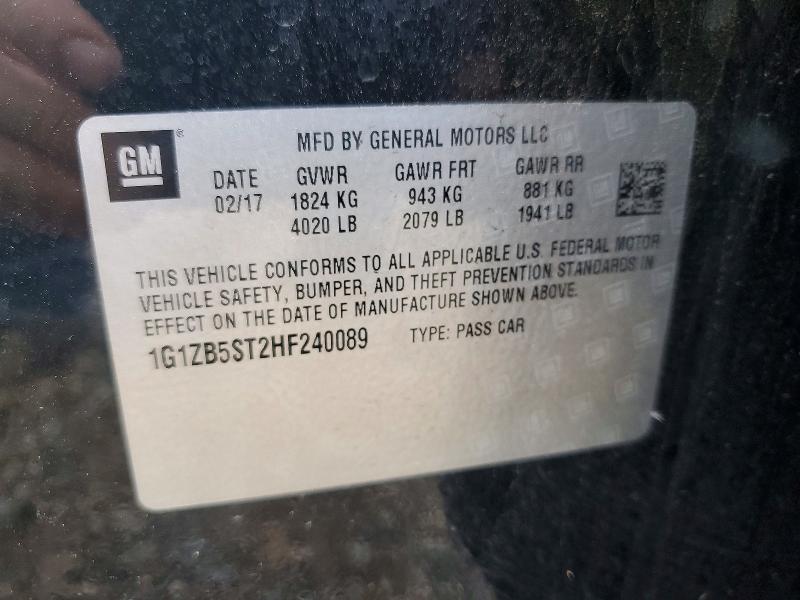 Продаж на аукціоні авто 2017 Chevrolet Malibu, vin: 1G1ZB5ST2HF240089, номер лоту: 49604316