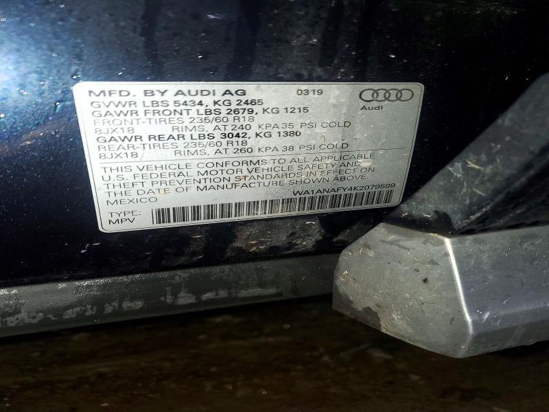 Aukcja sprzedaży 2019 Audi Q5, vin: WA1ANAFY4K2079599, numer aukcji: 51144866