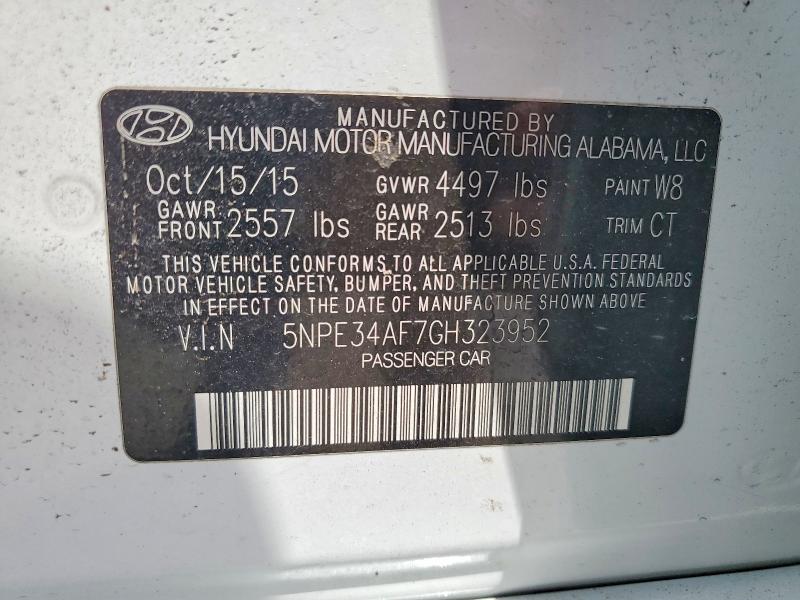 50554436 :رقم المزاد ، 5NPE34AF7GH323952 vin ، 2016 Hyundai Sonata مزاد بيع
