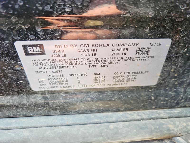 2021 Buick Encore მანქანა იყიდება აუქციონზე, vin: KL4CJESB1MB349016, აუქციონის ნომერი: 51697456
