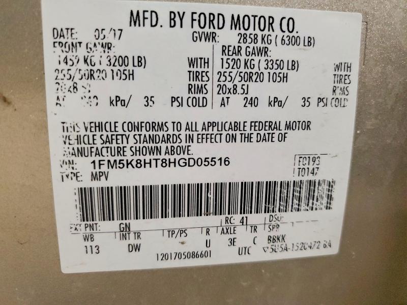 Aukcja sprzedaży 2017 Ford Explorer, vin: 1FM5K8HT8HGD05516, numer aukcji: 48830886