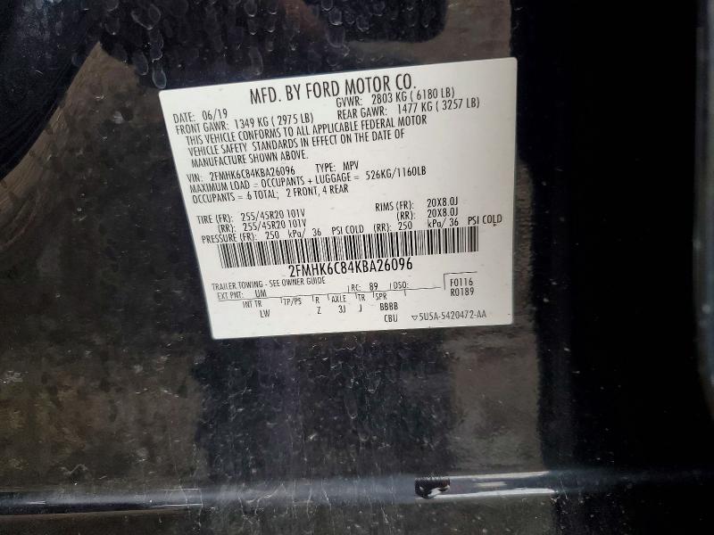 49331706 :رقم المزاد ، 2FMHK6C84KBA26096 vin ، 2019 Ford Flex مزاد بيع