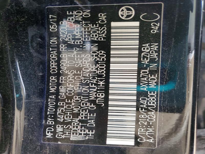 Aukcja sprzedaży 2018 Toyota Camry, vin: JTNB11HK1J3001509, numer aukcji: 50683036