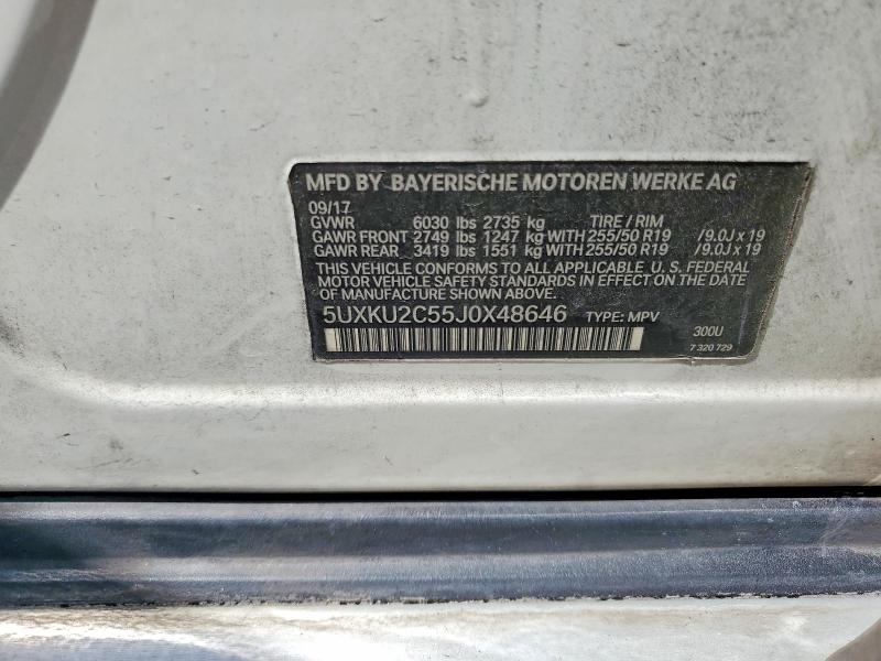 49907426 :رقم المزاد ، 5UXKU2C55J0X48646 vin ، 2018 Bmw X6 مزاد بيع