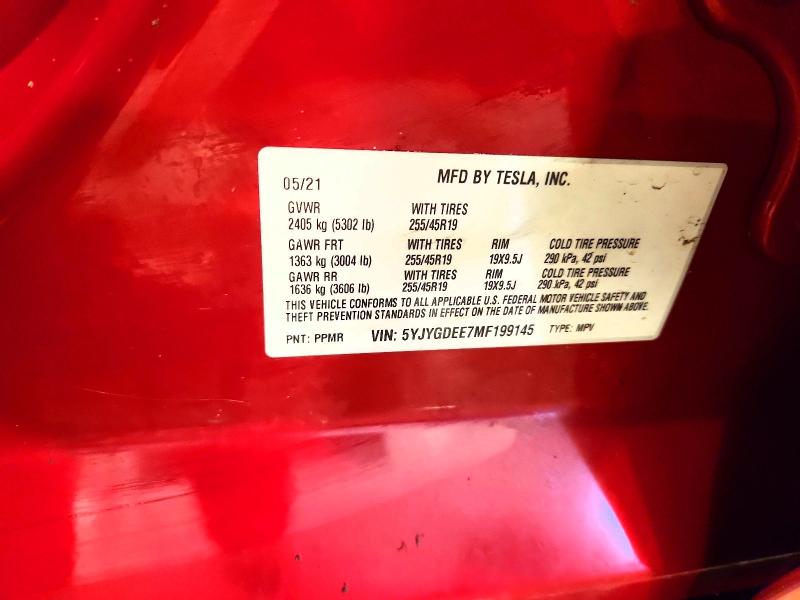 Aukcja sprzedaży 2021 Tesla Model Y, vin: 5YJYGDEE7MF199145, numer aukcji: 50773246